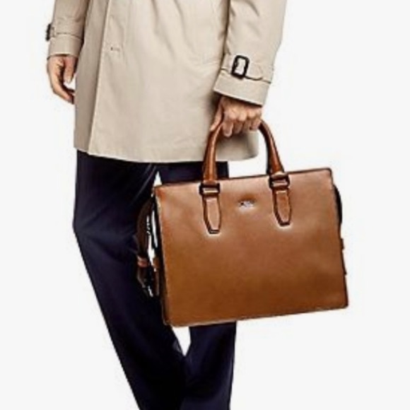 hugo boss leather briefcase